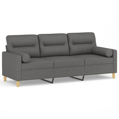 Modern 3-Seater Dark Grey Couch Sofa for Living Room, 78 in Linen-Like Polyester Upholstery, Matte Metal Frame Comfy Loveseat for Small Spaces, Apartment, Office - size: 30.3 x 78 x 31.5 in (W x L x H)