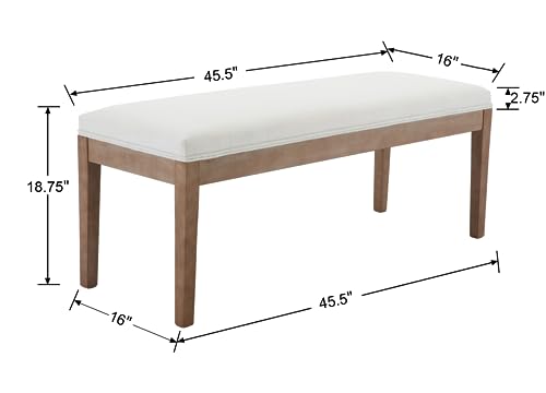 Linen Dining Bench Upholstered Entryway Bench Farmhouse Shoe Bench Seat Ottoman for Hallway Living Room Bedroom End of Bed Dining Room Kitchen, 45.5" Long, Beige - color: Linen, Beige