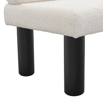 Christopher Knight Home Wally Boucle Upholstered Dining Bench, Modern Large Dining Room Chair, Entryway Ottoman Bench, Bedroom End of Bed Seating, Armless Desing and Wooden Frame, Milky White+Black - color: Milky White+black