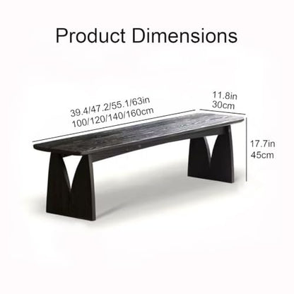 Black Wood Dining Bench, Armless Wooden Entryway Stool, Narrow Farmhouse Window Seat, Skinny Seat, Suitable for Bedroom, Living Room, Dining Room, Hallway(120x30cm/47.2x11.8in) - size: 120x30cm/47.2x11.8in
