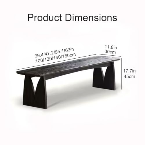 Black Wood Dining Bench, Armless Wooden Entryway Stool, Narrow Farmhouse Window Seat, Skinny Seat, Suitable for Bedroom, Living Room, Dining Room, Hallway(120x30cm/47.2x11.8in) - size: 120x30cm/47.2x11.8in