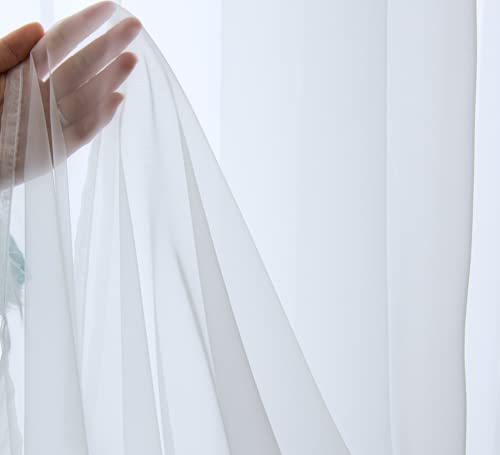 PI Sheer White Curtains 84 Inch Length, Solid Voile with Grommet Top for Living Room/Bedroom (W52 X L84 Inch, 2 Panels)… - color: Optical White, size: 52"W x 84"L (Pack of 2)