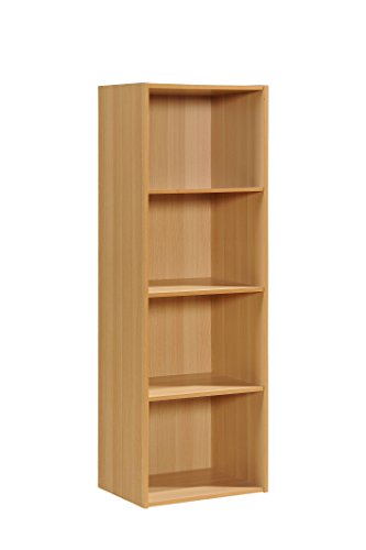 Hodedah 4-Shelf Bookcase in Beech - color: Beech, size: 4-Shelf