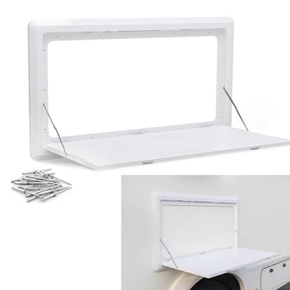 Colingmill 31.5''x17.7'' Foldable RV Table Wall Mounted Camping Table, Heavy-Duty ABS Collapsible Picnic Desk with Lockable Stainless Steel Hinge, Supports 15KG for Campervans and Motorhomes(White) - color: White