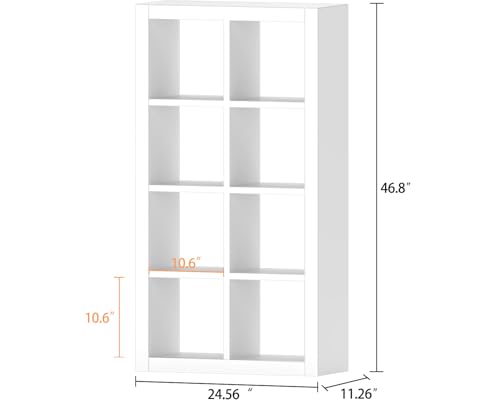 furtble Bookshelf 8-Cube Storage Organizer, Modern Wood Open Bookcase, Multifunctional Display Shelf for Living Room, Bedroom, Home Office, White - color: White, size: 8 cube
