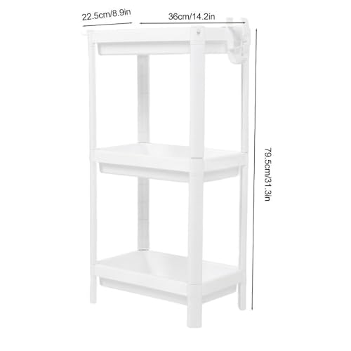 Bathroom Tower Shelf, White Plastic Freestanding Storage Rack, Narrow Standing Shelf Unit for Bathroom Kitchen Bedroom(3 Layers) - size: 3 Layers