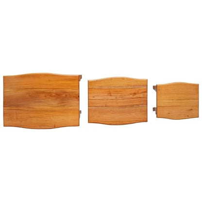 Rustic Nesting Side Tables 3 Pcs Set Solid Mahogany Wood Natural Grain Space Saving Design for Living Room Bedroom Accent Decor