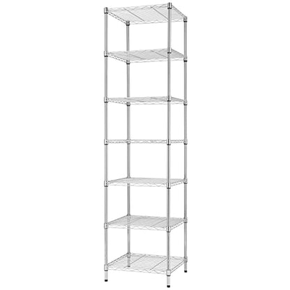 Finnhomy Heavy Duty 7 Tier Wire Shelving, 18x18x72 inches 7 Shelves Storage Rack with Thicken Steel Tube, Pantry Shelves for Storage, Adjustable Metal Shelving Unit, NSF Certified, Chrome - size: 72"H-Chrome