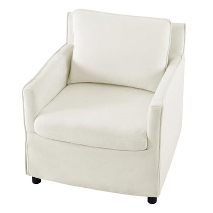 KISLOT, Upholstered Barrel Accent Chair, Cream White | Modern Single Sofa, Living Room, Bedroom, Reading Spaces, Office