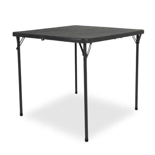 34" Square Folding Table for 4 Person, 330lbs Weight Capacity Foldable Table with HDPE Tabletop & Heavy-Duty Steel Legs, Large Portable Picnic Table for Indoor Outdoor Parties, Camping, Grey - color: Grey Woodgrain