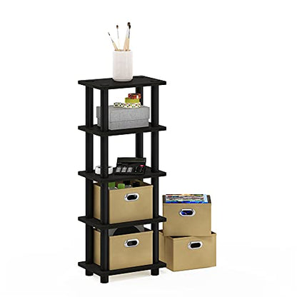 Furinno LACi 4-Bins System Rack, 11.3(W) x 28.8(H) Inch, Espresso/Black - color: Espresso/Black, size: 4-Bins