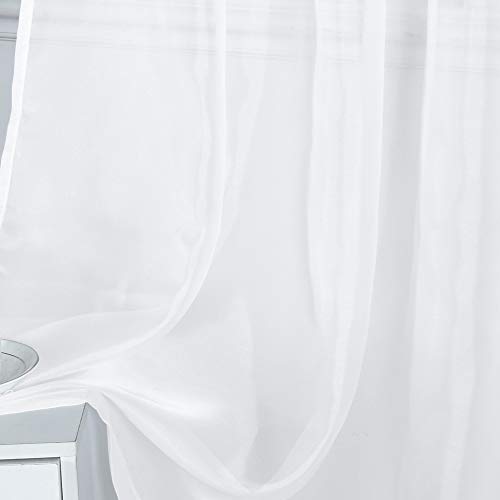 White Sheer Voile Rod Pocket Curtain Panels for Bedroom, Kitchen and Small Windows (52 x 54 inches Long, Set of 2) - color: White, size: 52"W x 54"L (Pack of 2)