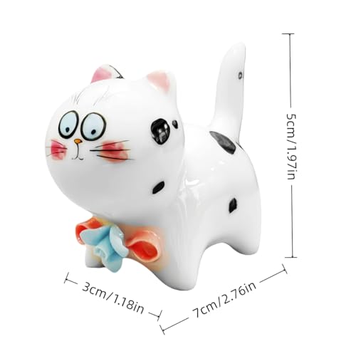 Handmade Ceramic Cat Figurine, Cute Lucky Healing Cat Themed Decorative for Cat Lovers, Ideal for Desk, Bookshelf, Nightstand & Home Decor, for Mother’s Day, Easter, Birthday, Men & Women - color: Style B - Handmade Ceramic Cat Figurine