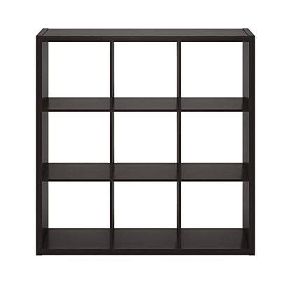Furinno CUBICLE 9-Cube Book Shelf, Extra Thick Frame Bookshelf, Dark Oak | 14.6" x 44" x 44", Reversible Bookcase with Open Back, for Living Room, Bedroom, Home Office - color: Dark Oak, size: 9-Cube