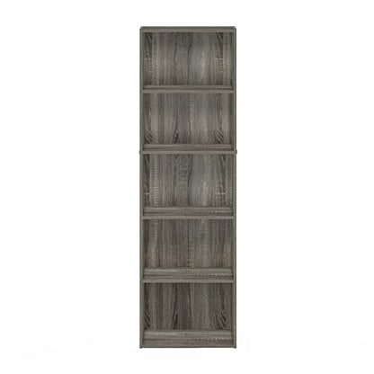 Furinno LUDER Book Shelf, 5-Tier Bookshelf, Bookcase with Open Shelves, 9.4 x 15.8 x 52, Easy Assembly, for Living Room, Bedroom, Home Office, French Oak - color: French Oak, size: 5-Tier