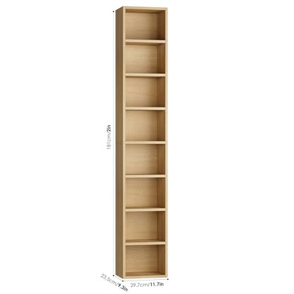 FOTOSOK 2 Pcs 71'' Tall Narrow Bookshelf, 8-Tier Media Tower Rack Set of 2 | CD DVD Storage Cabinet with Adjustable Shelves, Tall Narrow Bookcase Skinny Display Bookshelf Slim Shelf, Natural - color: Natural