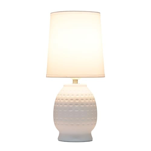 Simple Designs LT1161-OFF 12.5" Chic Glow Petite Dimpled Ceramic Table Lamp, for Bedroom, Office, Living Room, Stylish Spaces, Off White - color: Off-White