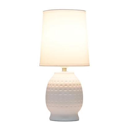 Simple Designs LT1161-OFF 12.5" Chic Glow Petite Dimpled Ceramic Table Lamp, for Bedroom, Office, Living Room, Stylish Spaces, Off White - color: Off-White