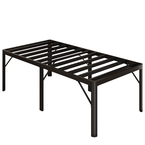 Yicensen 24 Inch High Twin Bed Frames with Rounded Corner Legs, Heavy Duty Metal Twin Size Platform Bed Frame No Box Spring Needed, Easy Assembly, Noise Free, Black - size: Twin, style: 24 Inch
