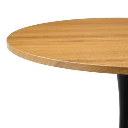31.5" Round Dining Table, Mid-Century Modern Tulip Table with Thickened Tabletop & Metal Pedestal, Circle Bistro Table for Kitchen, Small Places, Apartments, Cafe - color: Wood, size: 31.5" dining table
