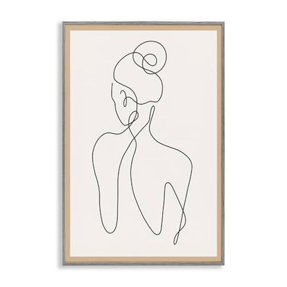 'Minimal Woman Line Drawing'| Framed Giclee Art | Stupell Industries | Gray, 20 x 30 Inches, Easy to Hang and Sturdy, Made in USA, by Creative Studio - color: Farmhouse Gray (Textured), size: 30"L x 20"W