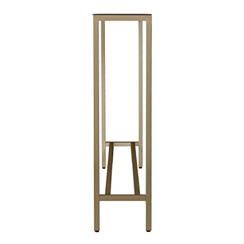 SEI Furniture Darrin Narrow Mini Console Table With Mirrored Top, Transitional Style With Glam Touch Powder-Coated Iron, Gold - size: 36"