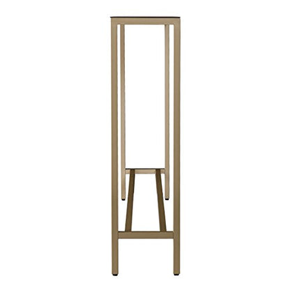 SEI Furniture Darrin Narrow Mini Console Table With Mirrored Top, Transitional Style With Glam Touch Powder-Coated Iron, Gold - size: 36"