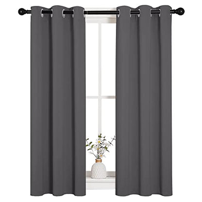 NICETOWN Grey Blackout Curtain Panels for Bedroom, 2 Panels, W29 x L40 inches, Grey, Thermal Insulated Grommet Top Blackout Kitchen Draperies and Drapes - color: Grey, size: 29"W x 40"L (Pack of 2)