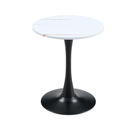 23.6 Inch Round Tulip Dining Table, Modern Pedestal Base Kitchen Table for Small Spaces, Cafe, Living Room - White