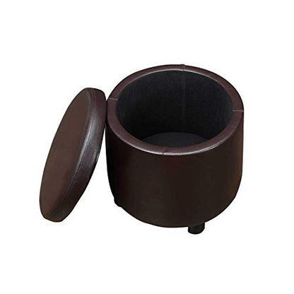 Designs4Comfort Round Accent Storage Ottoman with Reversible Tray Lid - color: Espresso