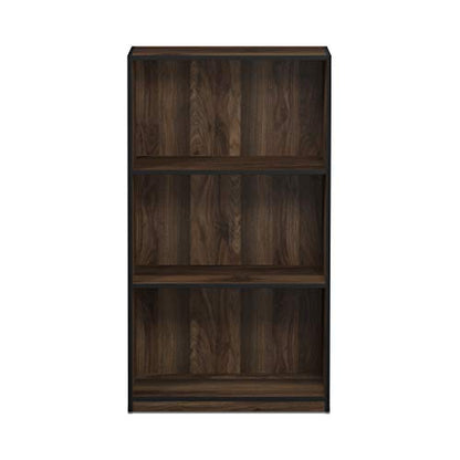 Furinno BASIC Book Shelf, 3-Tier Modern Bookshelf, Bookcase with Open Shelves, 9.3 x 21.8 x 39.5, for Living Room, Bedroom, Home Office, Columbia Walnut/Black - color: Columbia Walnut/Black, size: 3-Tier