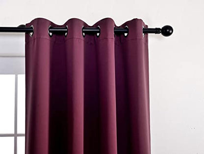 Room Darkening Grommet Blackout Curtains for Livingroom Curtains Panels Set of 2 52x63 Inch Aubergine, Bonus 2 Tie Backs Included - color: Aubergine, size: 52"W x 63"L (Pack of 2)