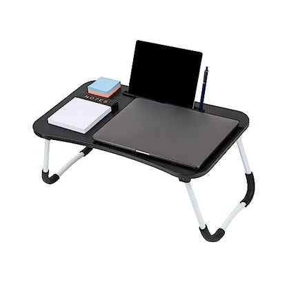 Mind Reader Lap Desk Laptop Stand with Folding Legs, Portable Bed Tray Table for Laptop, Breakfast, Reading, Crafts, MDF, Black - color: Black