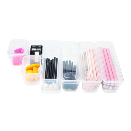 AB Designs 8-Pack Storage Bins with Lids, 4 Long and 4 Small, Clear - size: 4 Long & 4 Small