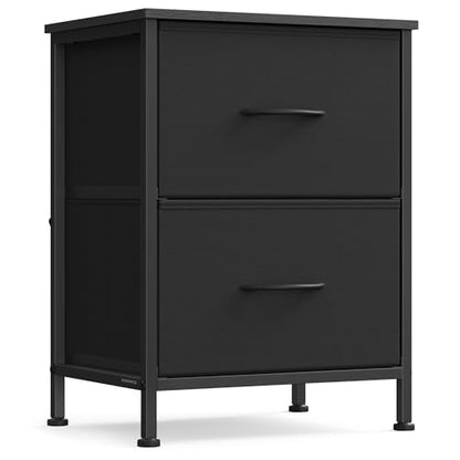 SONGMICS BELLAH Collection - Night Stand with 2 Drawers, Bedside Table, Side End Table, Nightstand for Bedroom, Modern, Ink Black and Ebony Black ULGS312B01S - color: Ink Black + Ebony Black, size: 1 Pack