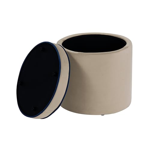 Spatial Order 18" Velvet Storage Ottoman with Lift-Off Lid - Tan Velvet - color: Tan Velvet