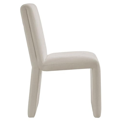 Modway Emory Fabric Slipper Dining Chair in Salt – Upholstered Armless Dining Side Chair – Versatile Modern Accent Chair or Vanity Chair - color: Salt