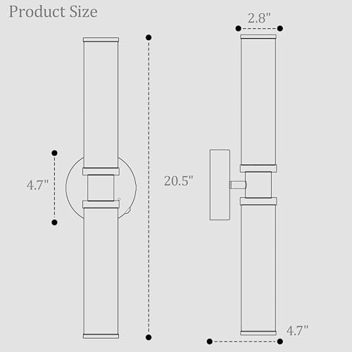 Rayogale Black Wireless Battery Operated Wall Sconces with Remote Control | Glass Rechargeable Wall Lights Set of 2 with Timer Function Dimmable for Living Room Bedroom Emergency 3000K, 20.5 Inch - color: Black(Clear Tubular Lampshade)