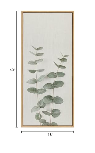 Kate and Laurel Sylvie Eucalyptus Botanical II Framed Linen Textured Canvas Wall Art by The Creative Bunch Studio, 18x40 Panel Natural, Sophisticated Botanical Art for Wall