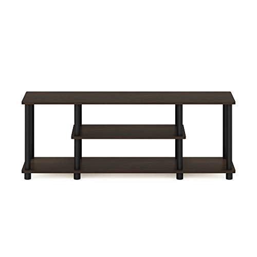 Furinno Turn-N-Tube No Tools 3D 3-Tier Entertainment TV Stand up to 50 inch TV, Round Tubes, Dark Brown / Black | for TV up to 50 Inch, Open Frame Rectangular Entertainment Center with Storage Shelf, TV Console, for Living Room, Bedroom - color: Dark Brow