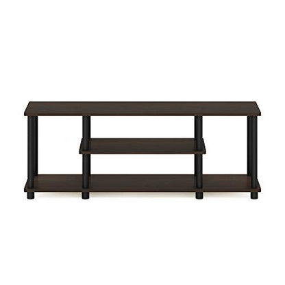 Furinno Turn-N-Tube No Tools 3D 3-Tier Entertainment TV Stand up to 50 inch TV, Round Tubes, Dark Brown / Black | for TV up to 50 Inch, Open Frame Rectangular Entertainment Center with Storage Shelf, TV Console, for Living Room, Bedroom - color: Dark Brow