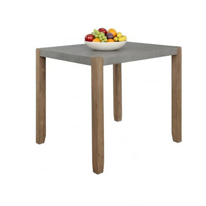 Alaterre Furniture Newport Dining Table for 4, Gray/Amber, 42” x 36” | Rustic Industrial Kitchen Table with Faux Concrete Top and Light Wood Legs for Dining Room or Kitchen