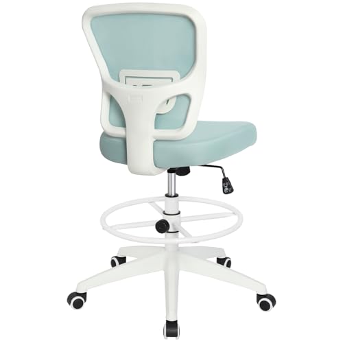 Drafting Chair Adjustable Height Tall Office Chairs Standing Desk Chair Rolling Stool Chair Armless Office Drafting Chair Blue - color: Blue