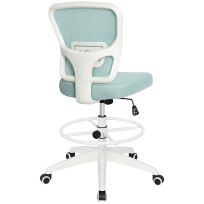 Drafting Chair Adjustable Height Tall Office Chairs Standing Desk Chair Rolling Stool Chair Armless Office Drafting Chair Blue - color: Blue