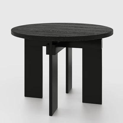 Rophefx 44.9" Round Dining Table for 4-6, Farmhouse Kitchen Table, Black | Modern wood table seats 4 to 6, with adjustable foot pads for stability in dining rooms, kitchens, or breakfast areas - color: Black