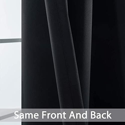 Yakamok Blackout Curtains 38x90 inch Black Thermal Drapes-Bedroom | 2 panels,room darkening,thermal insulated,noise reducing,privacy protection,grommet window treatment,living room study dining - color: Black, size: 38"W x 90"L (Pack of 2)