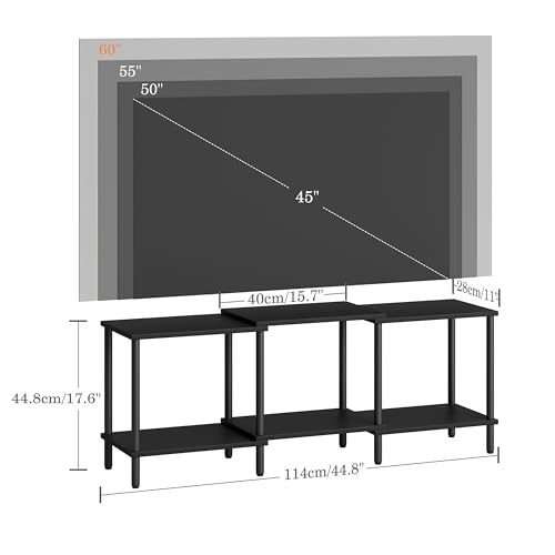 TV Stand, Entertainment Center, Industrial TV Media Console Table with Open Storage Shelves, 2 Tier TV Cabinet for Living Room, Bedroom LTS107BK - color: Black