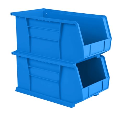 15" x 8" x 7" Plastic Stackable Storage Bin, Hudson Blue - color: Hudson Blue, size: 1 Pack