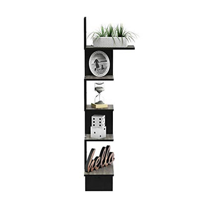 Furinno Rossi Wall Mounted Shelves, 5-Tier Rectangle, French Oak Grey/Black - color: French Oak Grey/Black