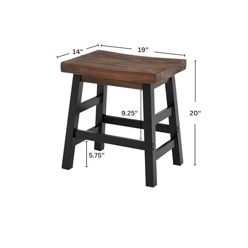 Alaterre Furniture Pomona Rustic Industrial Barstool – 20” Backless Counter Stool with Solid Pine Wood Seat and Black Metal Legs – Farmhouse Seating for Dining Room, Kitchen, or Office (Natural/Black) - style: Metal Frame Barstool